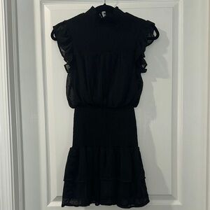 AQUA Elegant Black Ruffle Dress